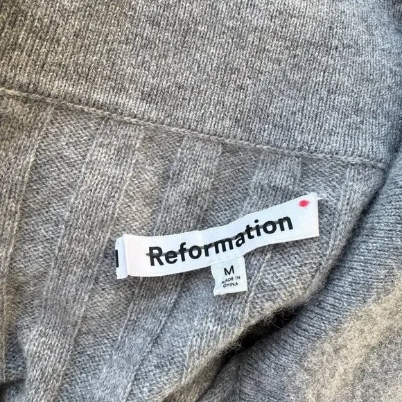 Reformation Walsh Cashmere Long-Sleeve Mini Dress Gray Medium - Picture 7 of 11